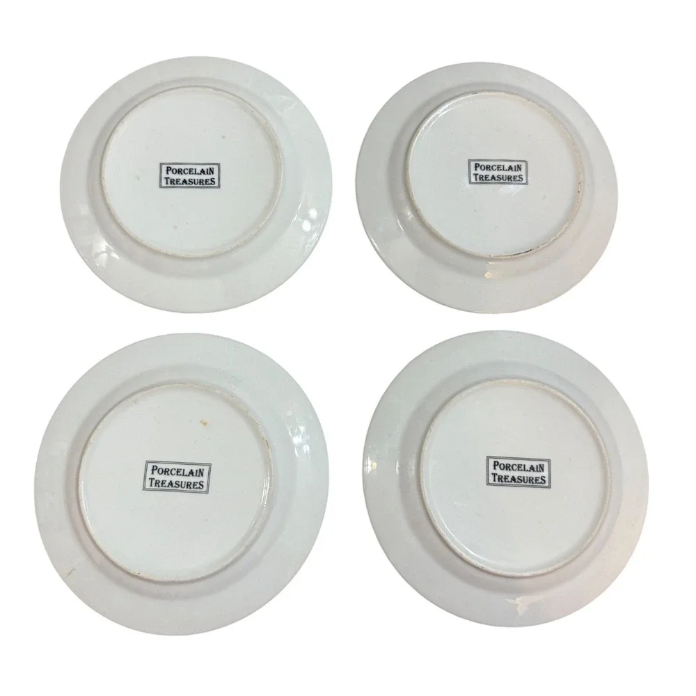 Porcelain Treasures Coffee n Cake Tea‎ n Cookies Dessert Plates Set of 4 7.5in
